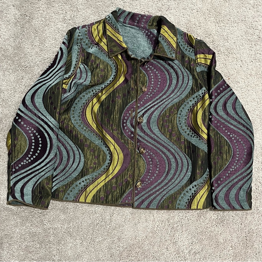 WINDING RIVER Smithsonian Blazer Jacket Size L Tapestry Reversible Button Front